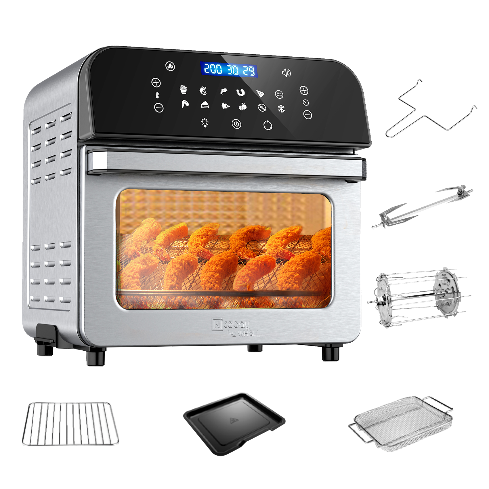 Whall 12QT Smart Touchscreen Air Fryer Oven - 12-in-1 Multi-Function, Large Clear Window, Up to 95% Less Oil