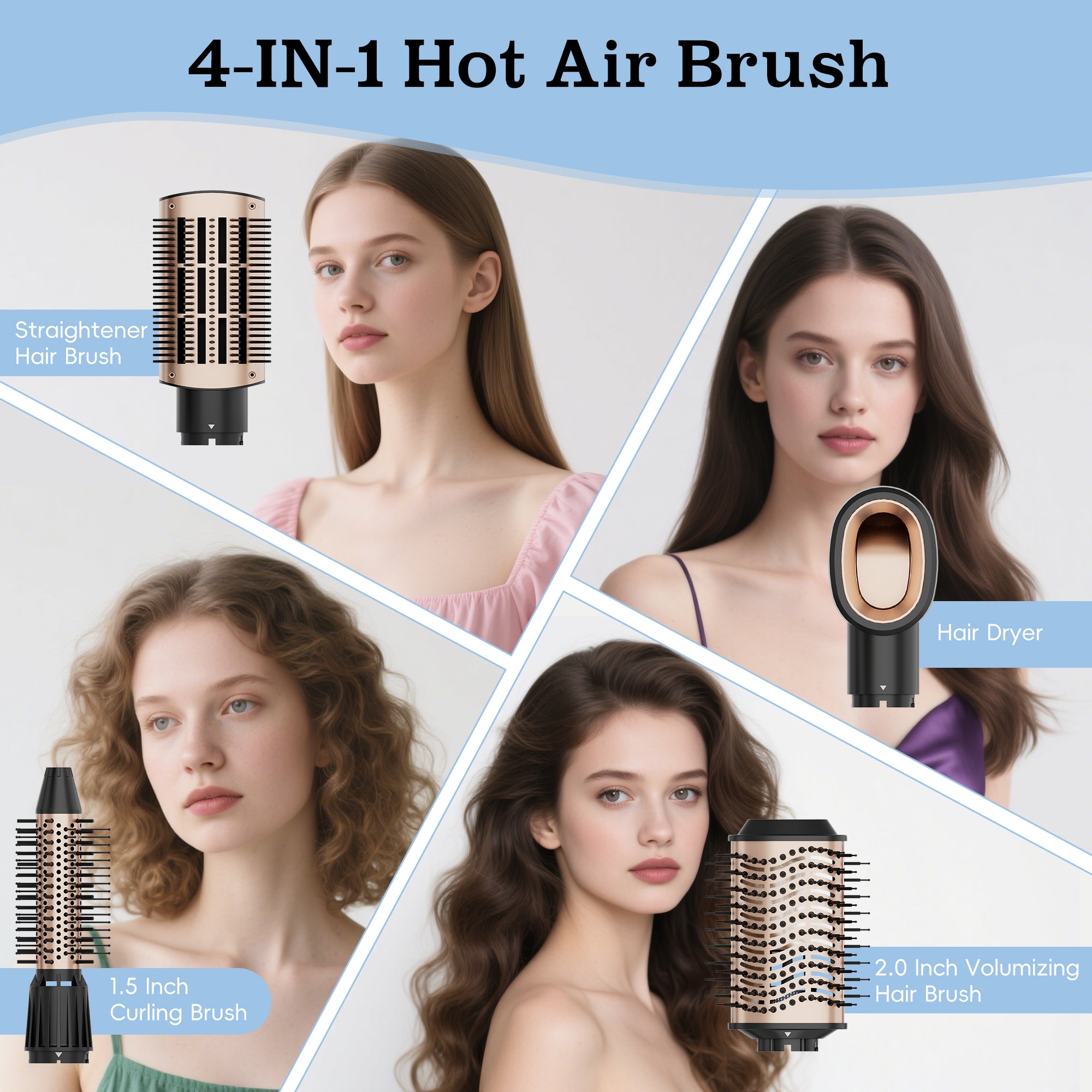 NICEBAY Hot Air Hair Brush, Blow Dryer Brush, Hot Air Styling Brush, Blowout Brush, Hair Dryer Brush for All Hair Types