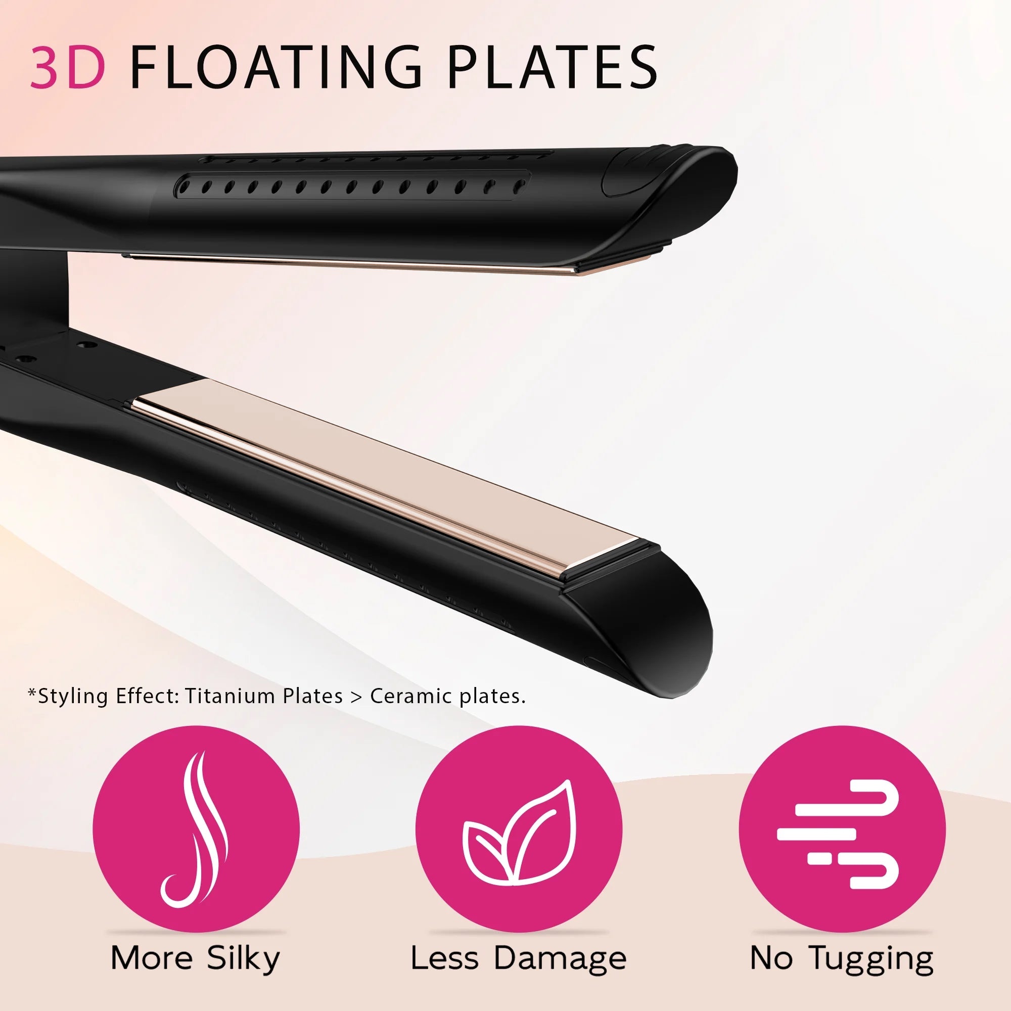 NICEBAY Airflow Styler, Titanium Hair Straightener & Curling Iron with Cooling Air Vents, 5 Temps, Dual Voltage & Auto Shut off