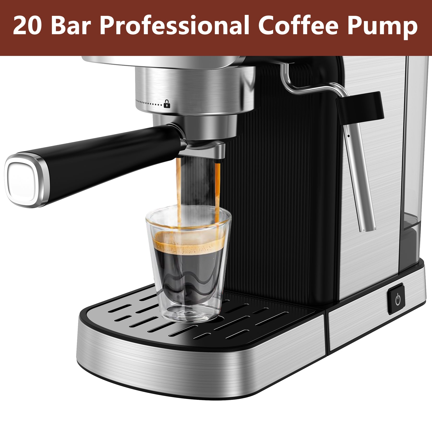 WHALL 20 Bar Touchscreen Espresso Machine with Milk Frother Steam Wand – 40oz Stainless Steel Coffee Maker for Cappuccino/Latte