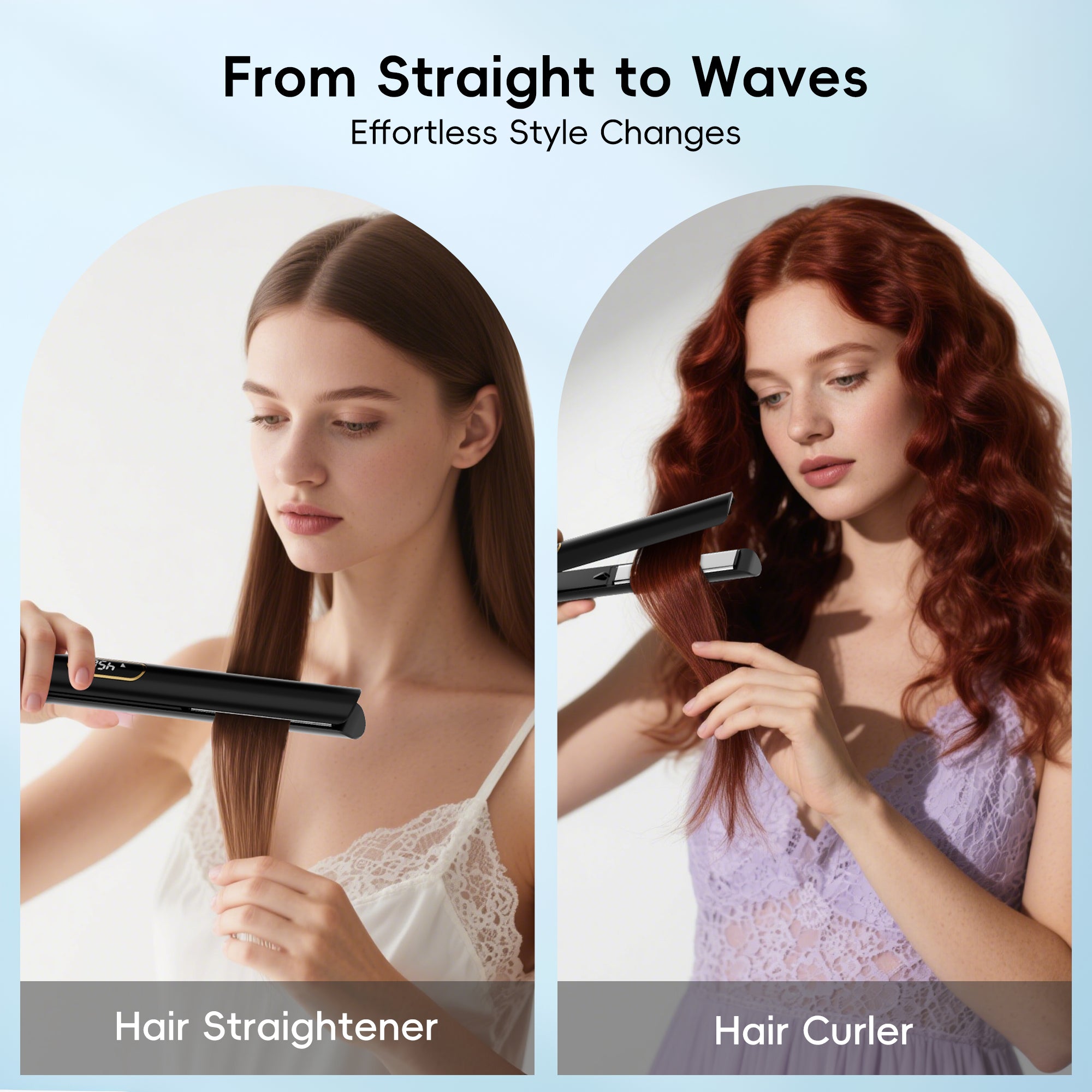 NICEBAY Hair Straightener Flat Iron, Hair Curler Iron, Fast Heating, 5 Temp Settings, Straightening Iron, Curling Iron for Hair Care.