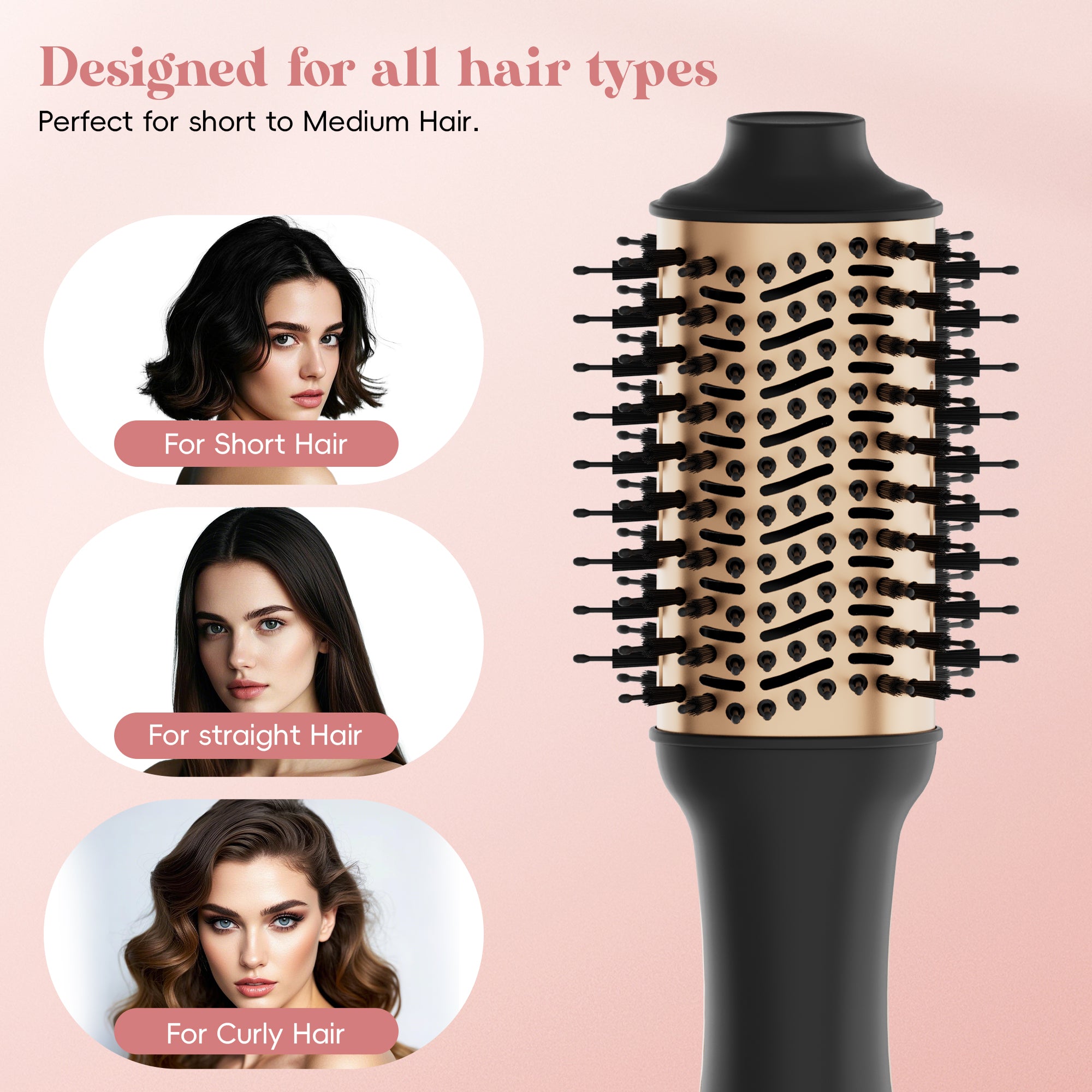 NICEBAY Hair Dryer Brush, Blow Dryer Brush with Display Screen, One Step Hot Air Brush for Hair Drying, Styling and Volumizing