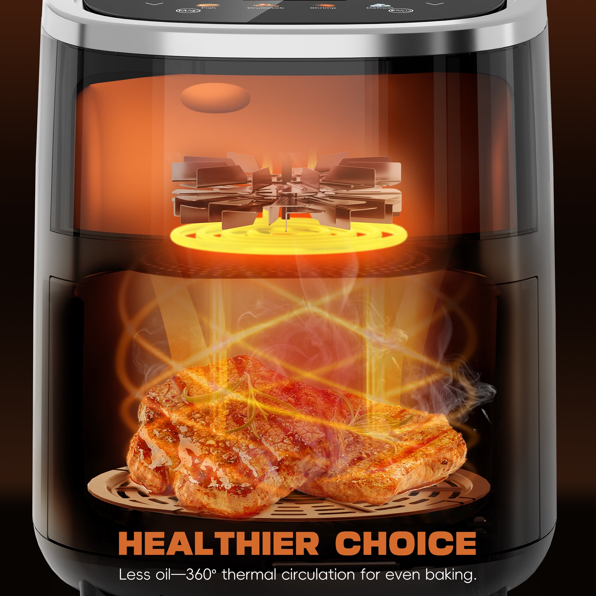 WHALL Air Fryer, Roast, Bake, Air Fry, Roast, Broil, Reheats, & Dehydrates, 4-in-1, Fries,  Less Oil, Easy Meals, 4 QT