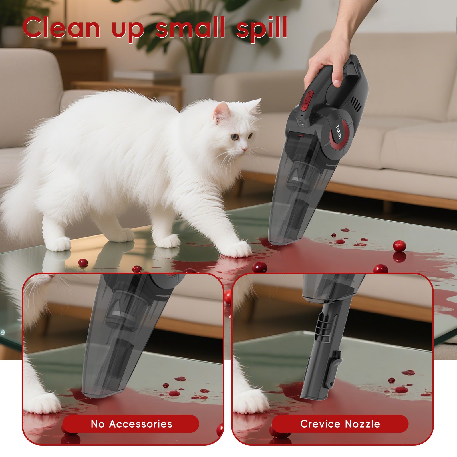 WHALL Handheld Vacuum Cleaner Cordless with Charging Docck, Portable Design for Home Use