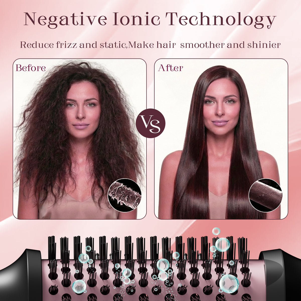 Hair Dryer Brush, Hair Styler, Professional Brush for Curling Volumizing Straightening Waves Styling, Salon Tools
