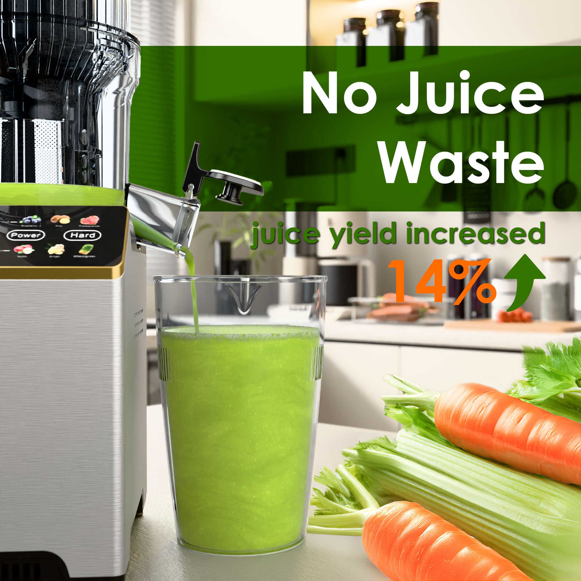 WHALL Cold Press Juicer Machine with Touchscreen, Slow Masticating Juicer with 4.5" Extra Large Feed Chute, Reverse Function, Easy to Clean