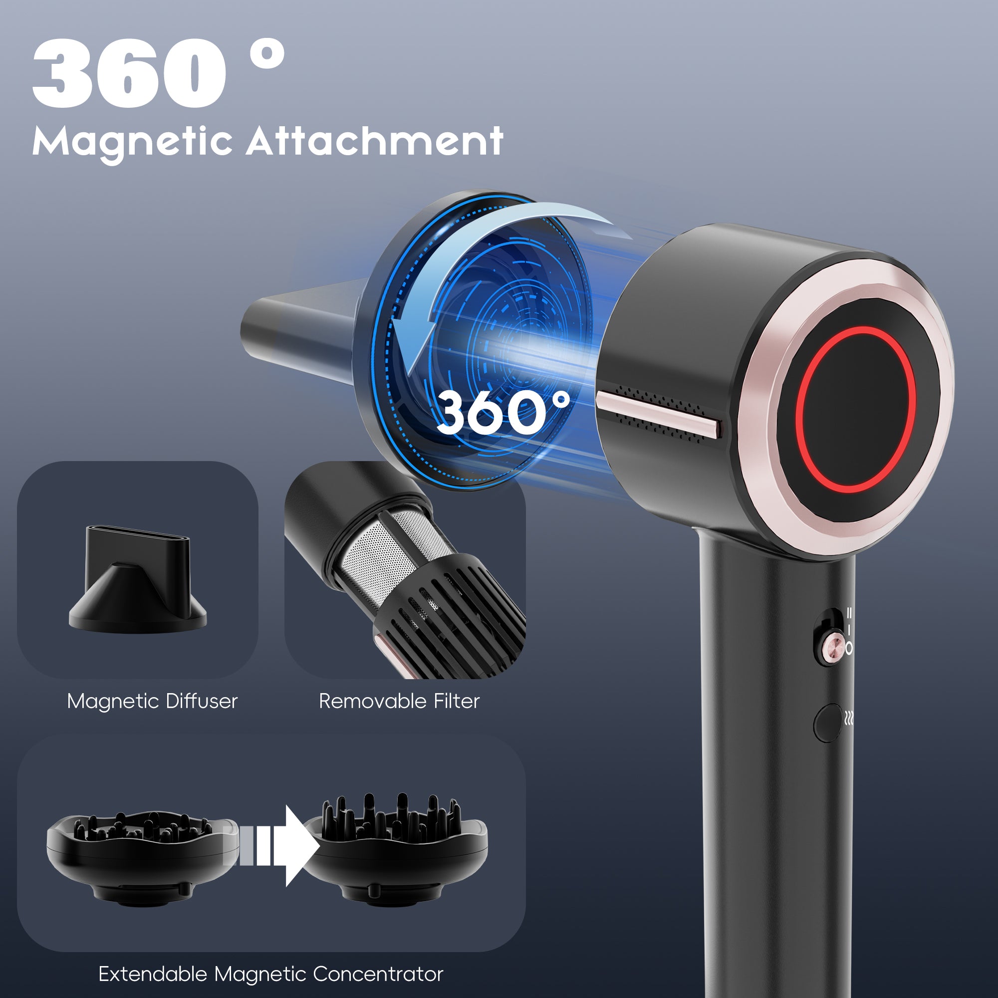 NICEBAY Hair Dryer, Hair Dryer, High-Speed Ionic Low Noise Blow Dryer with Brushless Motor for Fast Drying