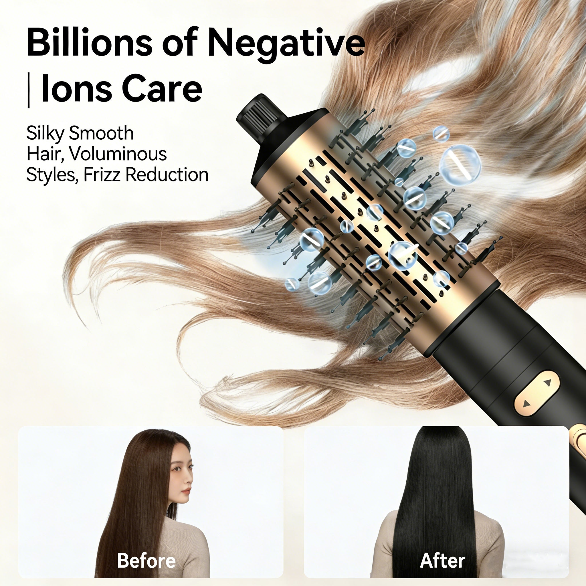 Nicebay Rotating Hair Dryer Brush, Rotating Hot Air Brush with Detachable Brush, Curling Iron with Ceramic Coating