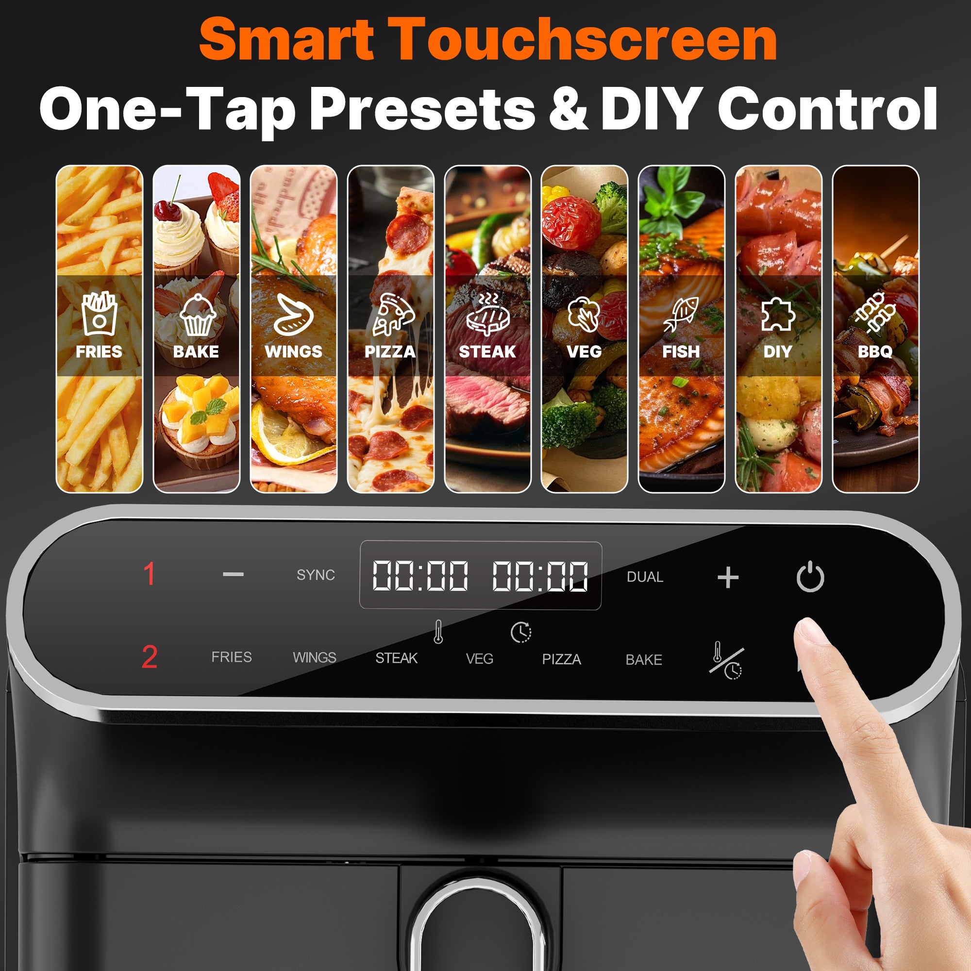 WHALL Dual Basket Digital Air Fryer Oven with View Windows, 2 Independent 5.5 Qt Baskets, 1650W, New