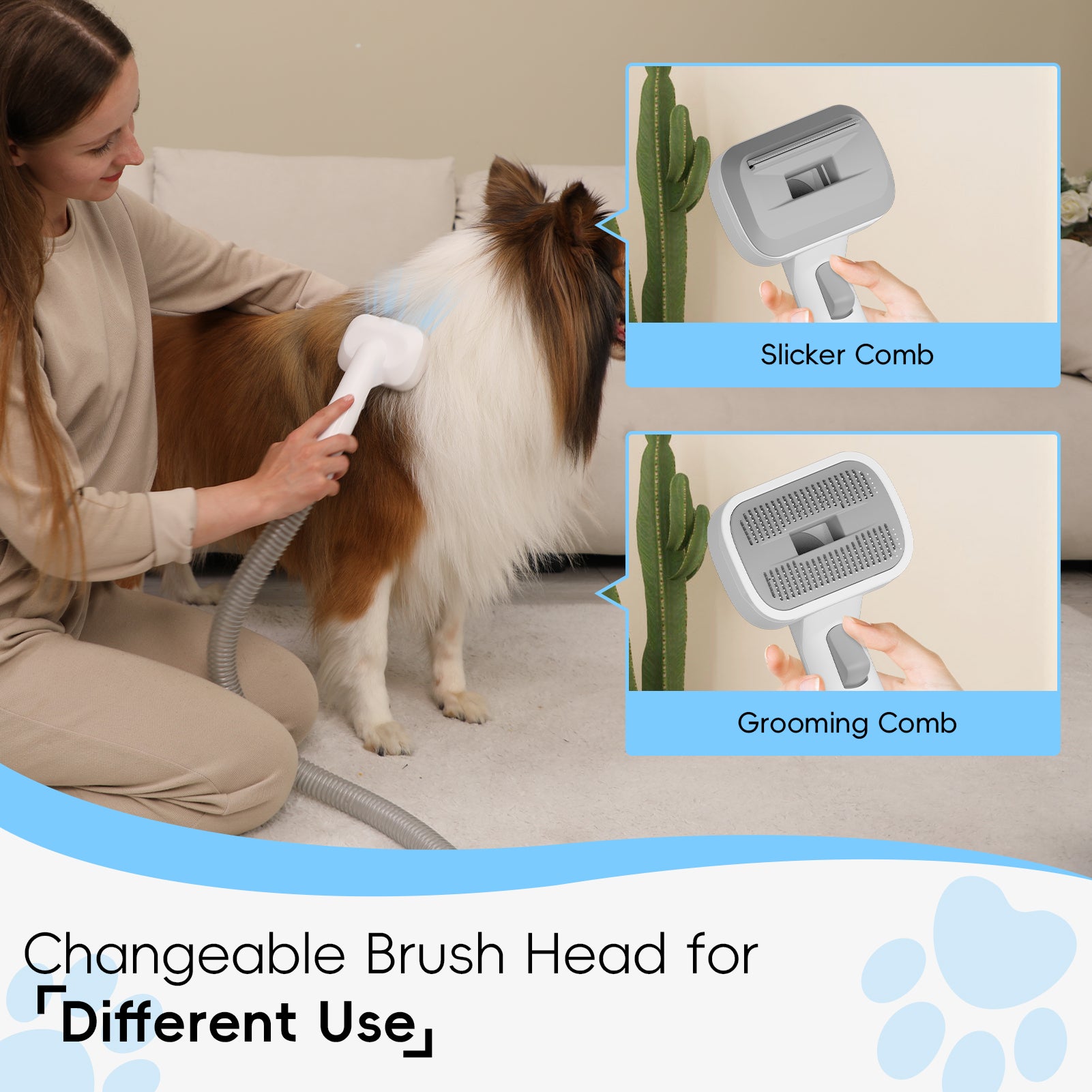 NICEBAY Pet Grooming Vacuum, 5-in-1 Clip & Hair Cleaner