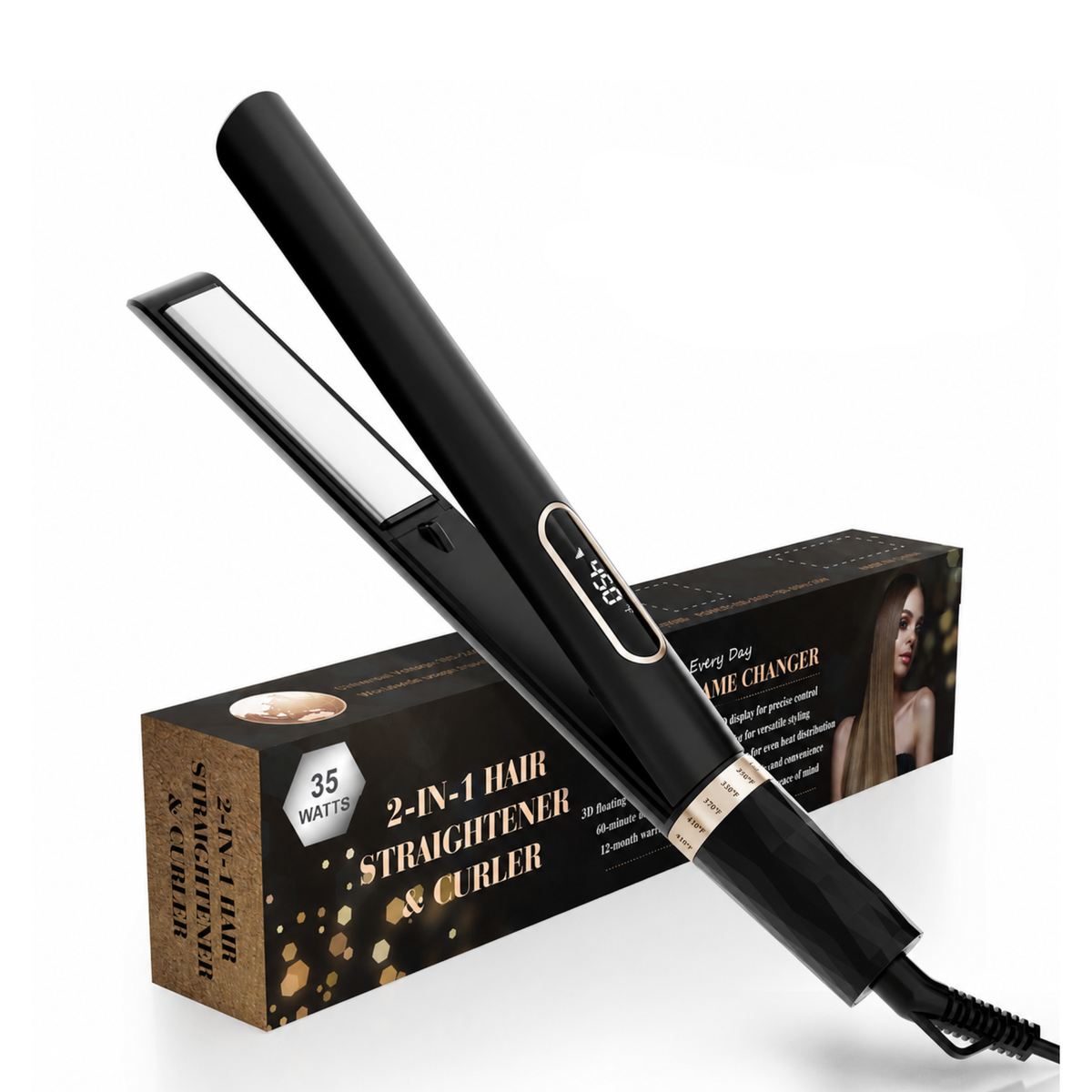 NICEBAY Titanium Flat Iron Curler