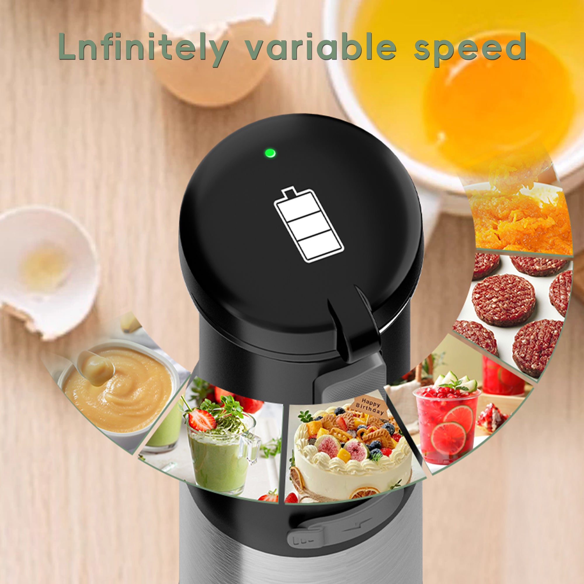 WHALL Cordless Hand Blender, 5-in-1 Immersion Blender with 2000mAh Battery, Beaker, Chopper, Whisk, Milk Frother, BPA-Free, Dishwasher Safe