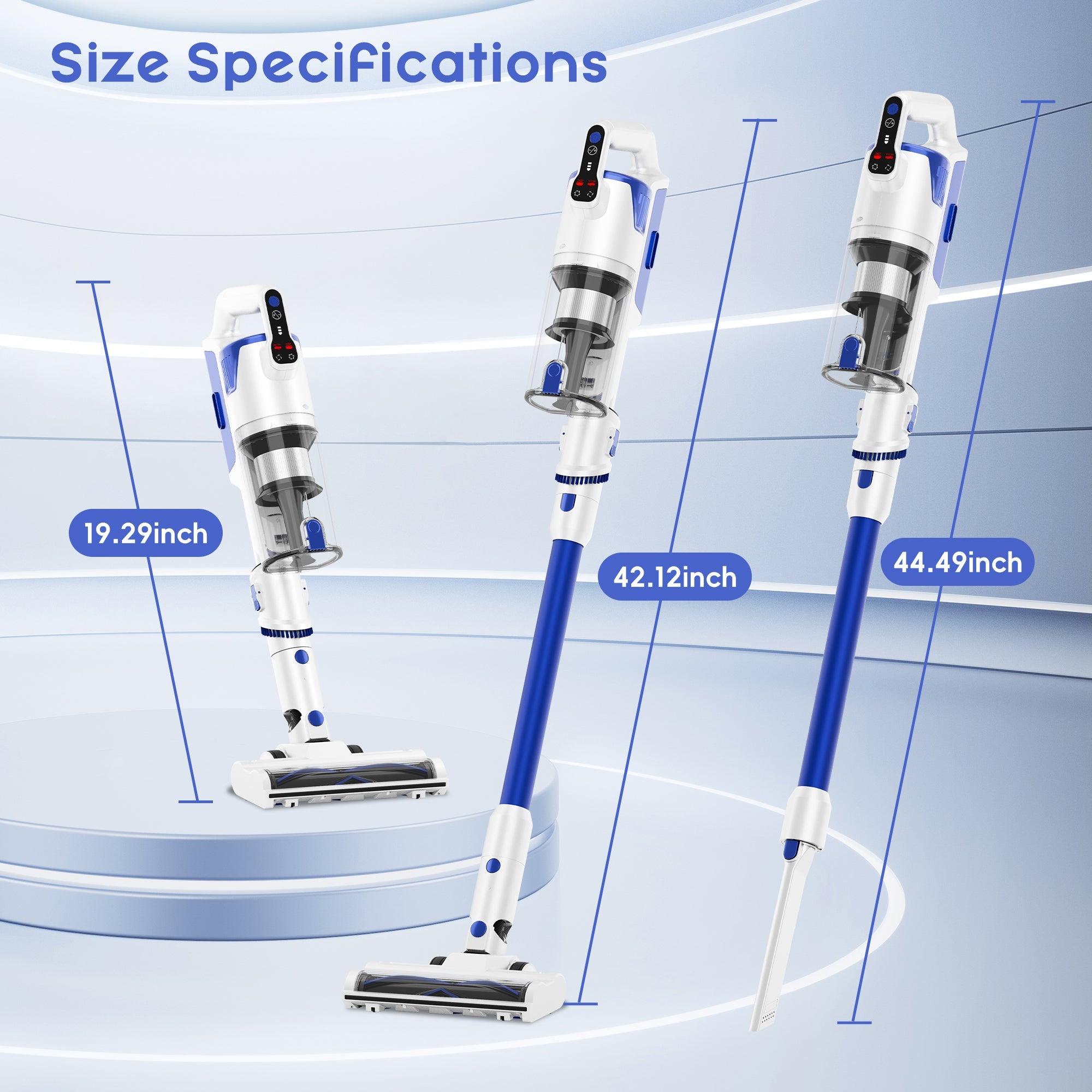 WHALL Stick Vacuum Cleaner, Handheld Vacuum Cleaner, Cordless Vacuum Cleaner, Brushless Motor, LED Display