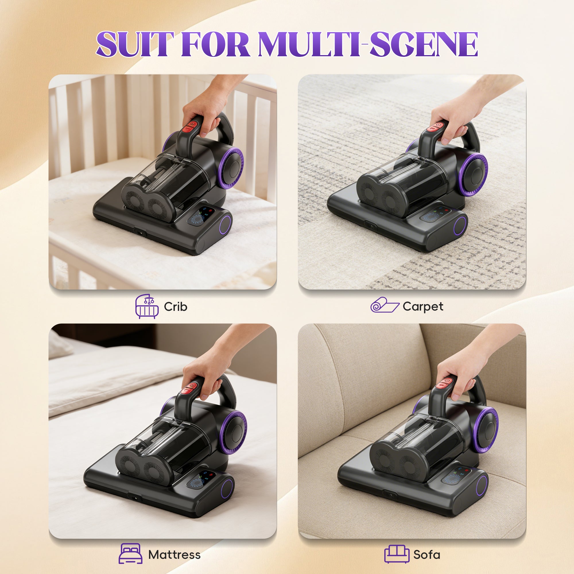 WHALLULTRA Mattress Vacuum Cleaner, Handheld Vacuum with UV-C Light & HEPA Filter for Bed, Sofa, Couch and Crib