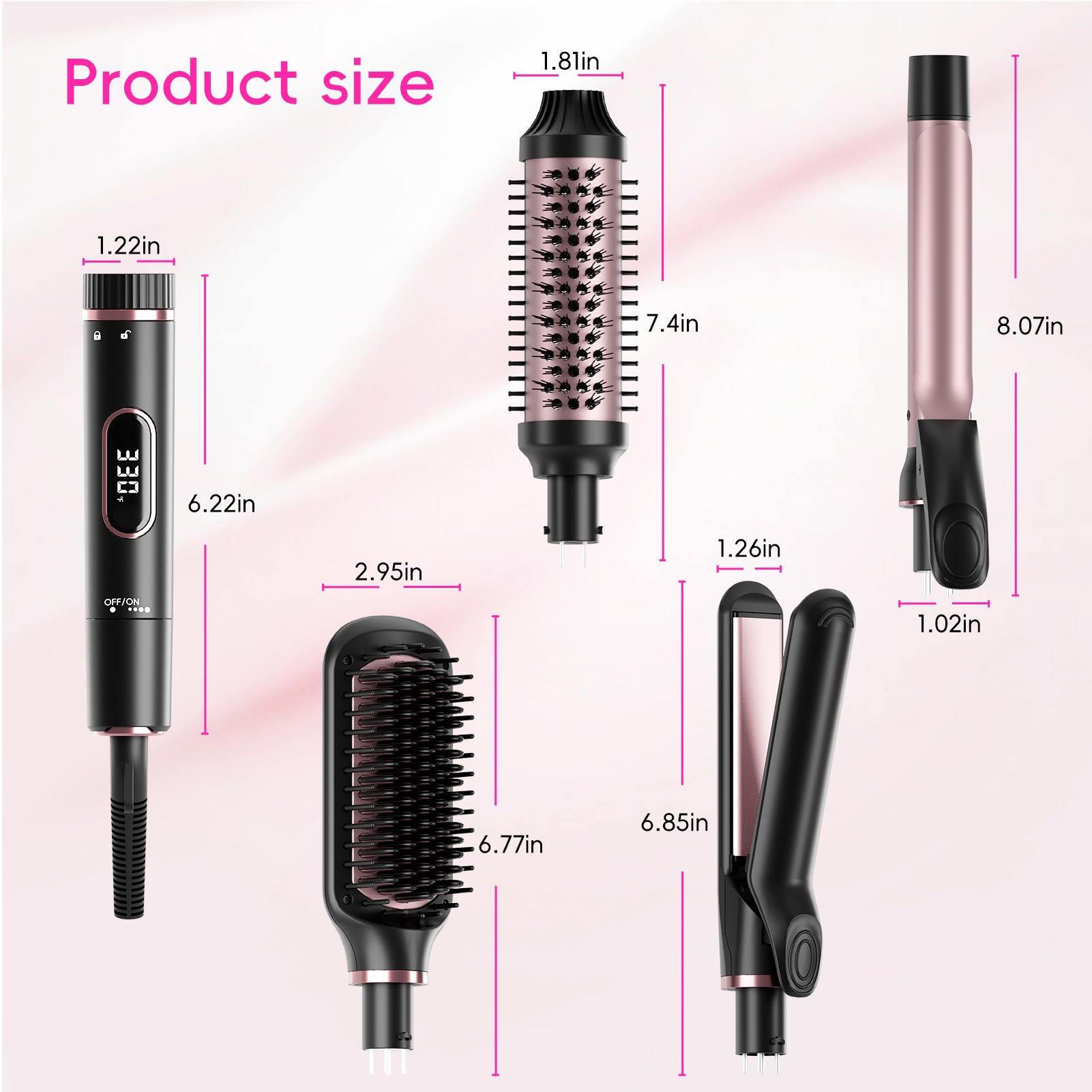 NICEBAY Wand Curling Iron, Curling Wand Set with Flat Iron Hair Straightener, Fast Heat Hair Waver Curler
