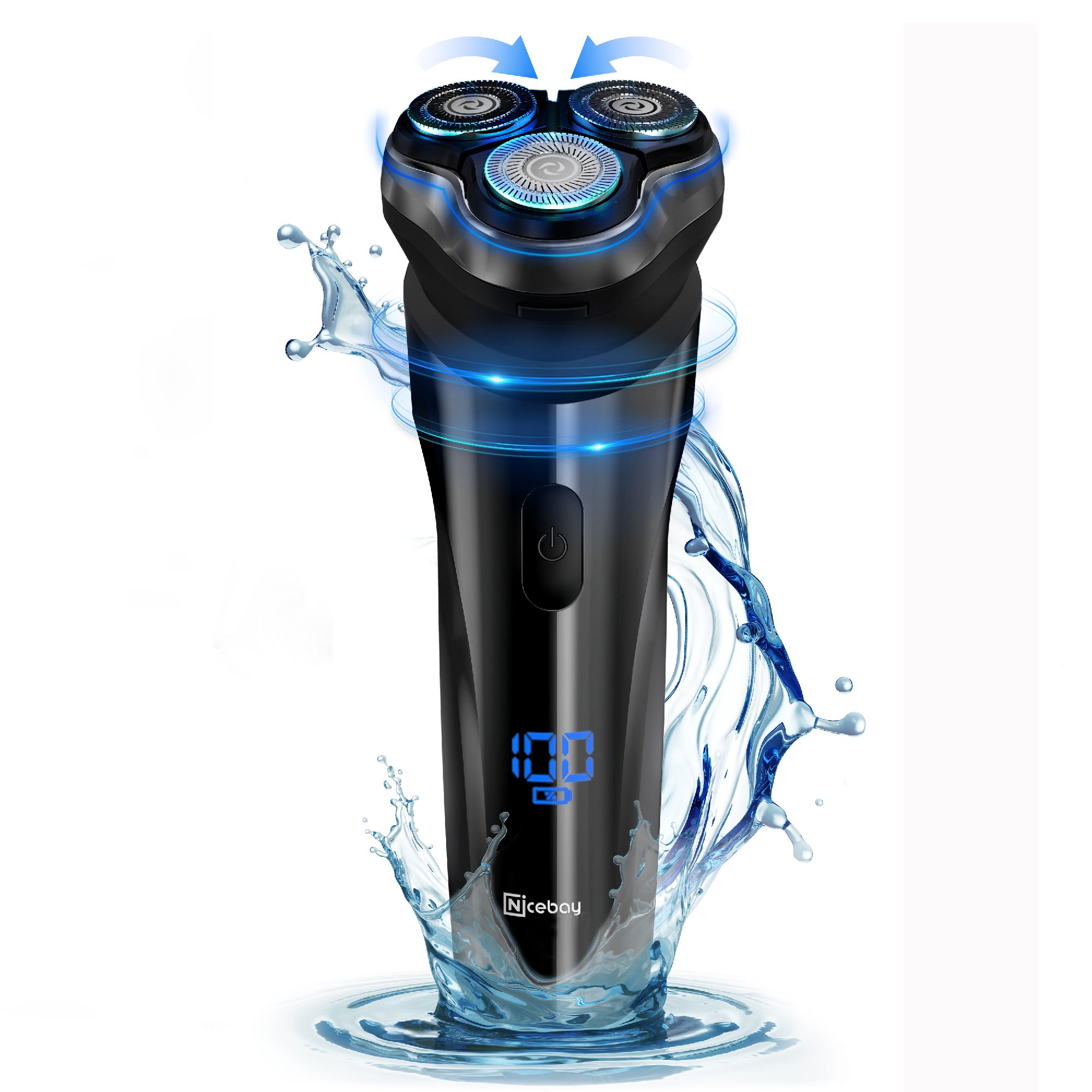 Nicebay Electric Razor for Men,Wet/Dry Shaver LED,Waterproof Cordless Portable Razor