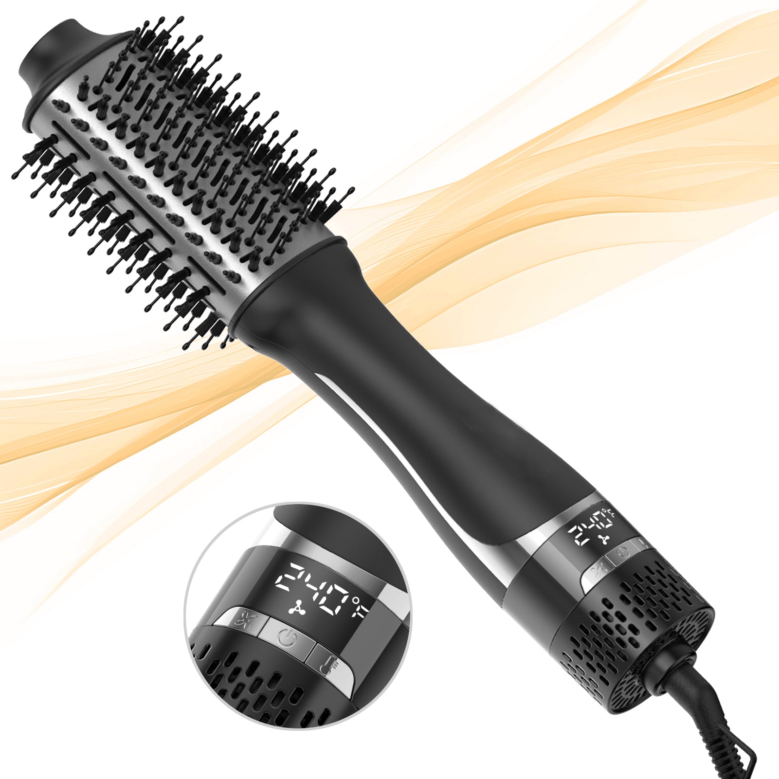 NICEBAY Hair Dryer Brush, Professional Ceramic Blow Dryer Brush with Display Screen, One Step Hot Air Brush for Hair Drying, Styling and Volumizing