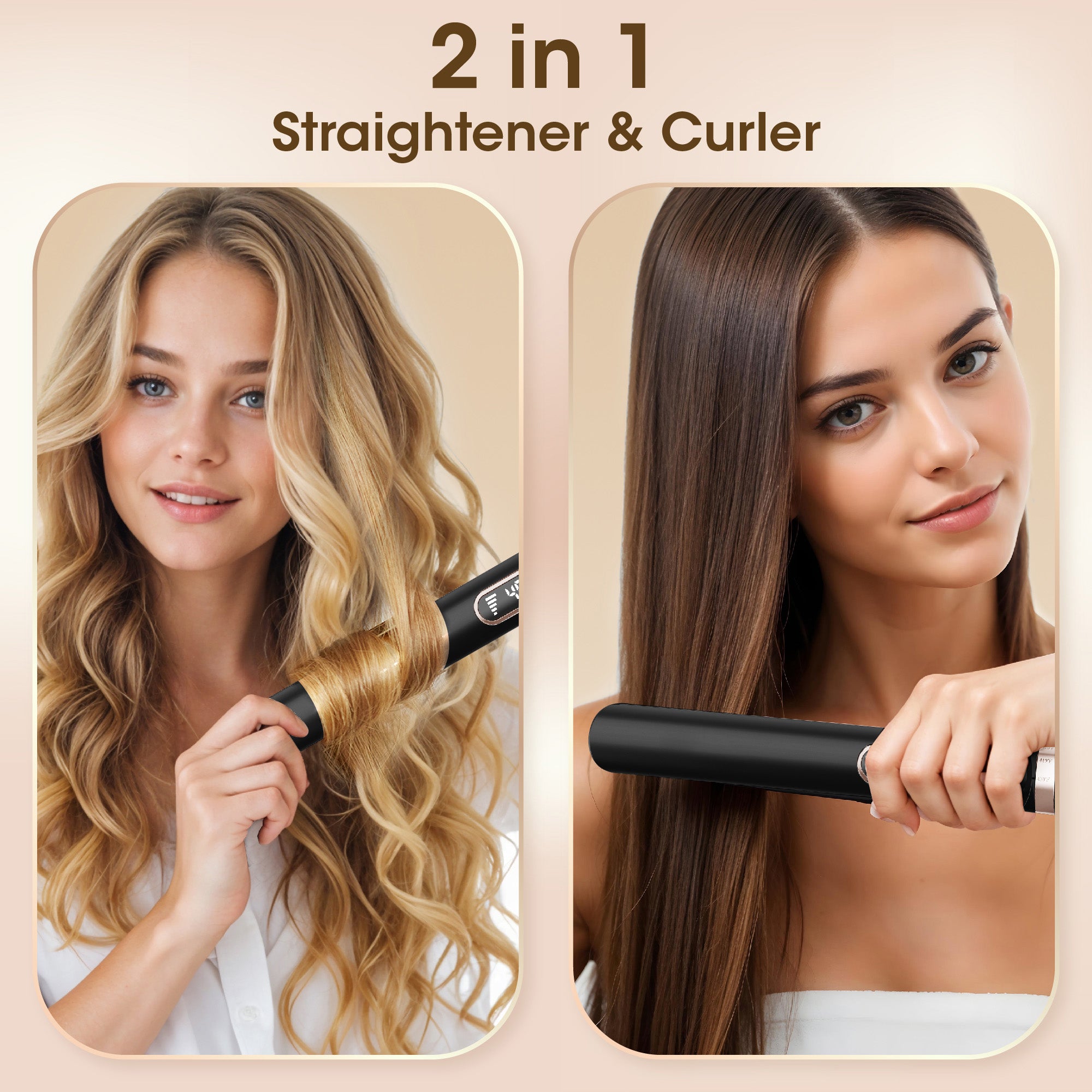NICEBAY Hair Straightener Flat Iron, Titanium Flat Iron, Hair Straightener and Curler, For Fast Heating Hair Care