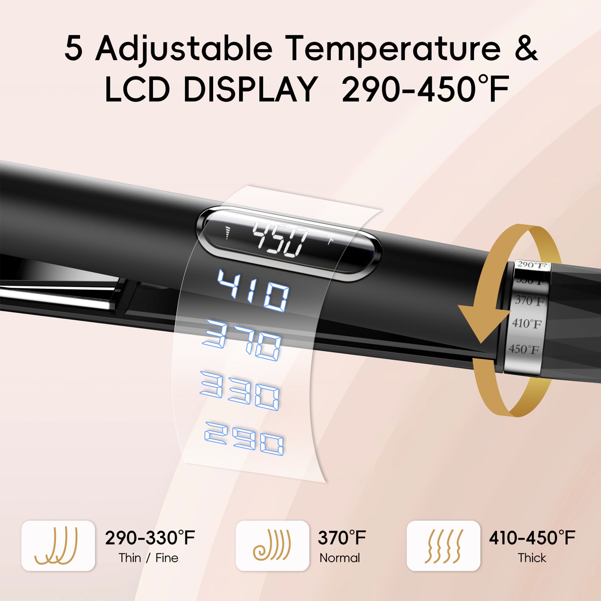 SKIMI Hair Straightener Flat Iron, Hair Straightening, Curling-5 Temp, Fast Heating, Dual Voltage