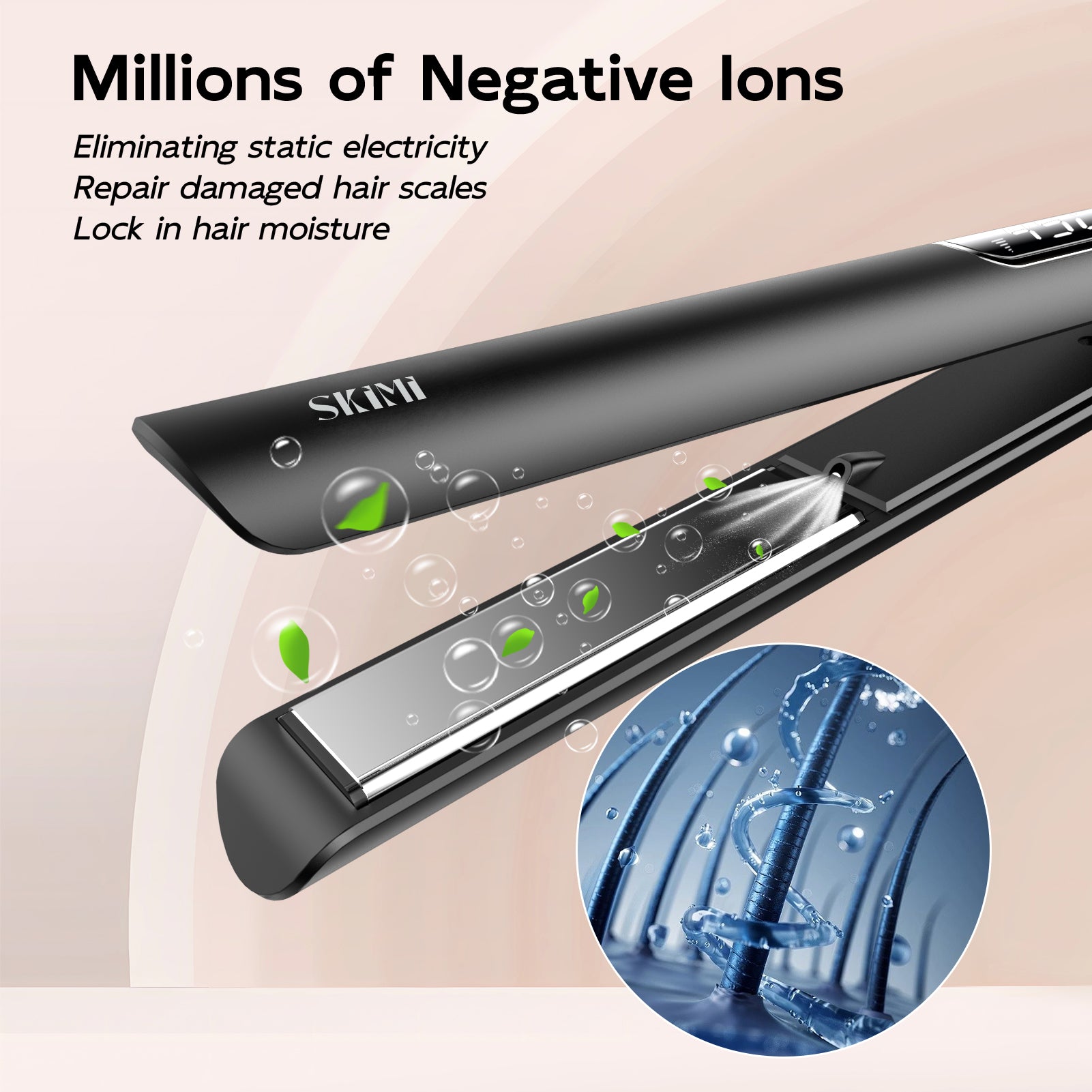 SKIMI Hair Straightener Flat Iron, Hair Straightening, Curling-5 Temp, Fast Heating, Dual Voltage