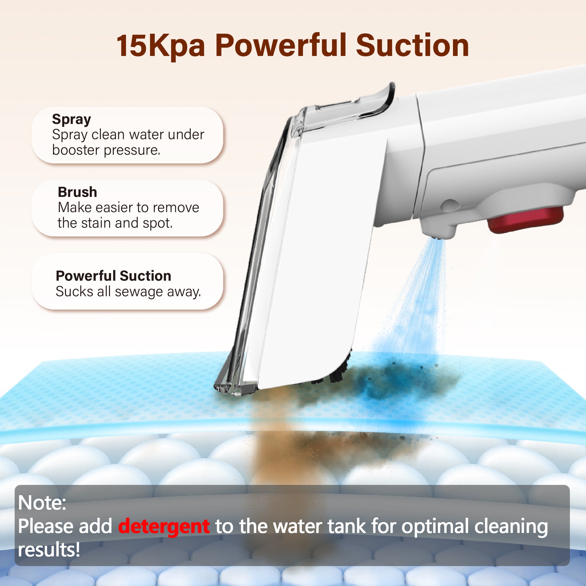 Whall Carpet & Upholstery Cleaner Machine, Portable Spot Vacuum for Couch, Sofa, Pet Stain, Car Seat