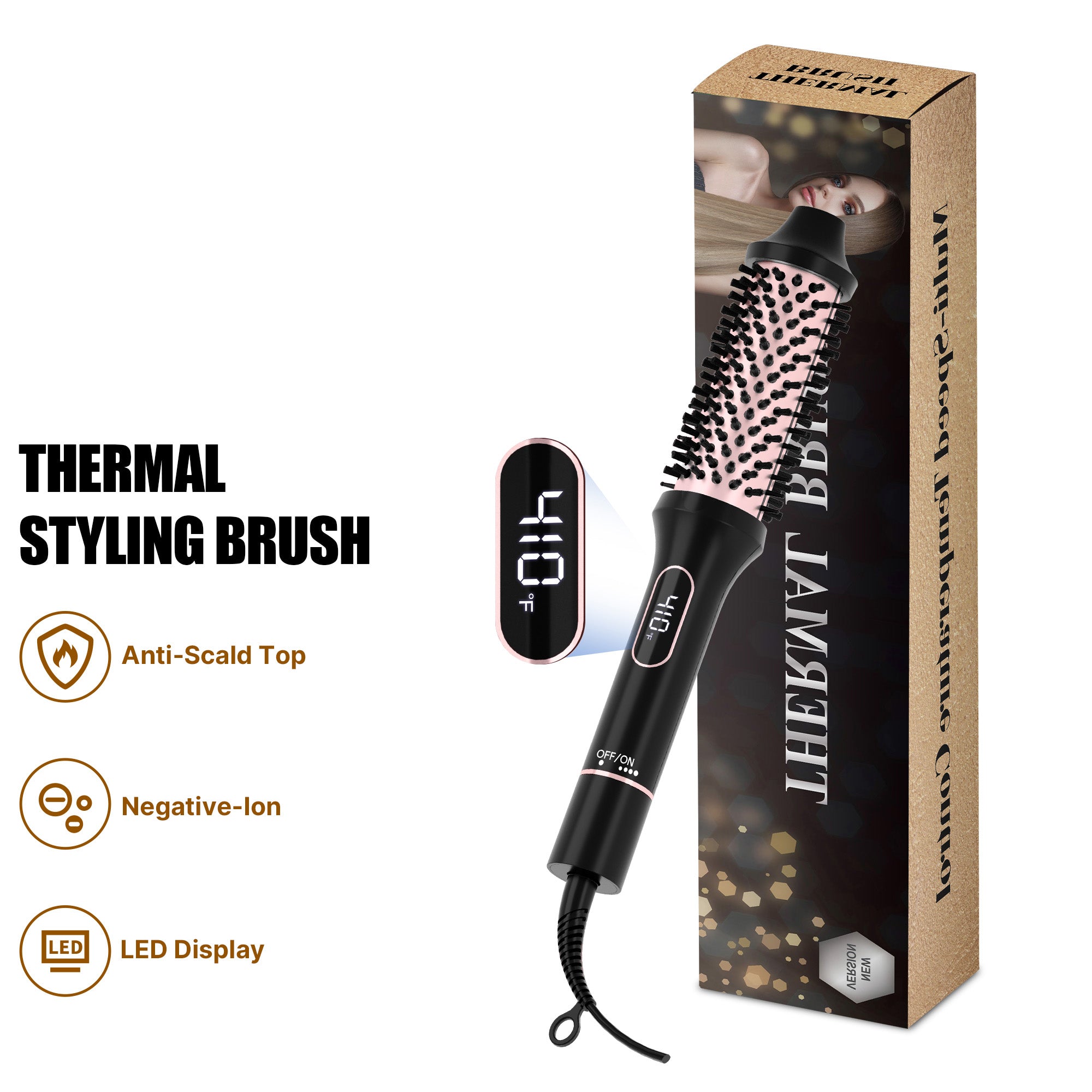 NICEBAY  Thermal Brush, One Step Root Booster Round Brush Dryer and Hair Styler