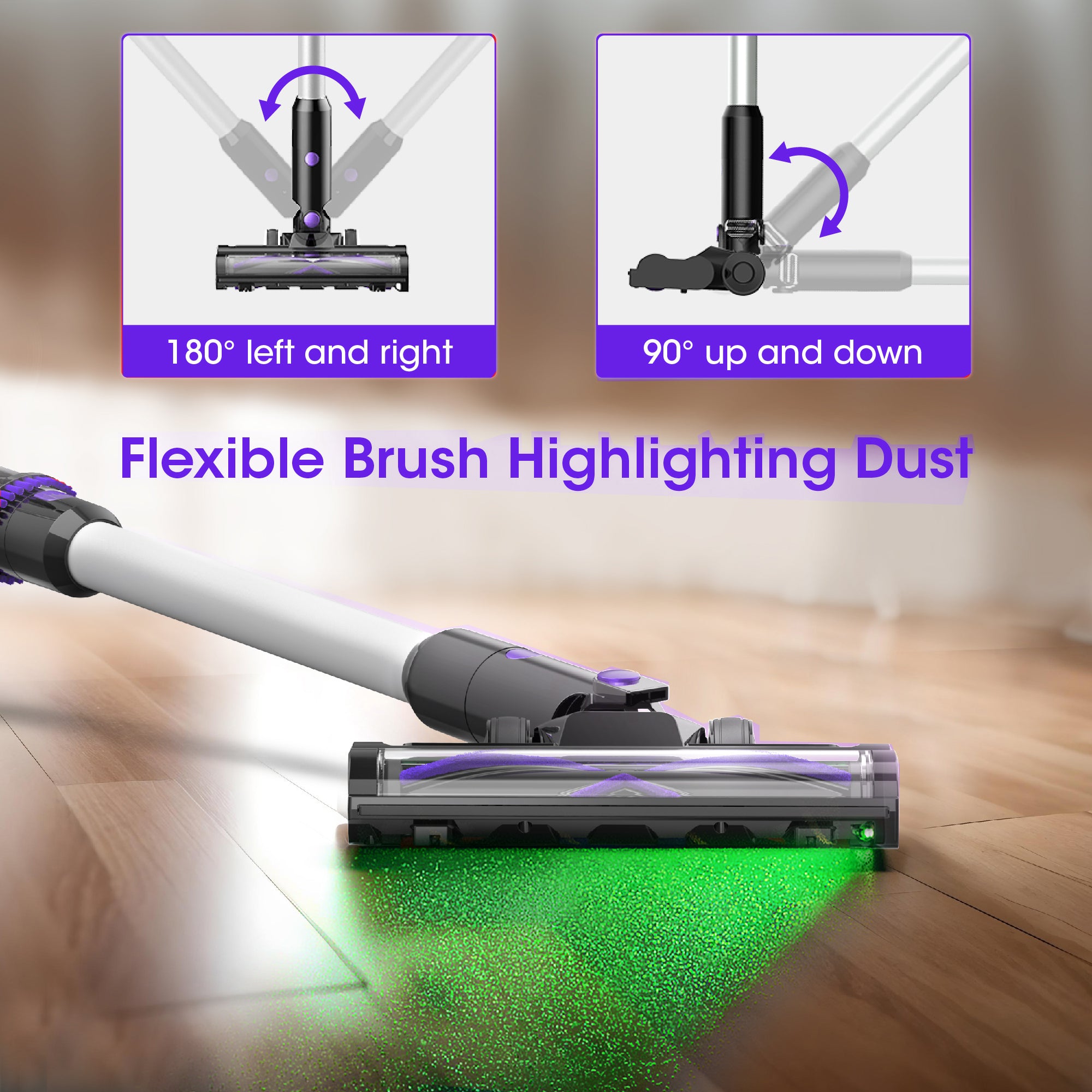 WHALL Cordless Stick Vacuum, 45min Runtime for Home & Carpet