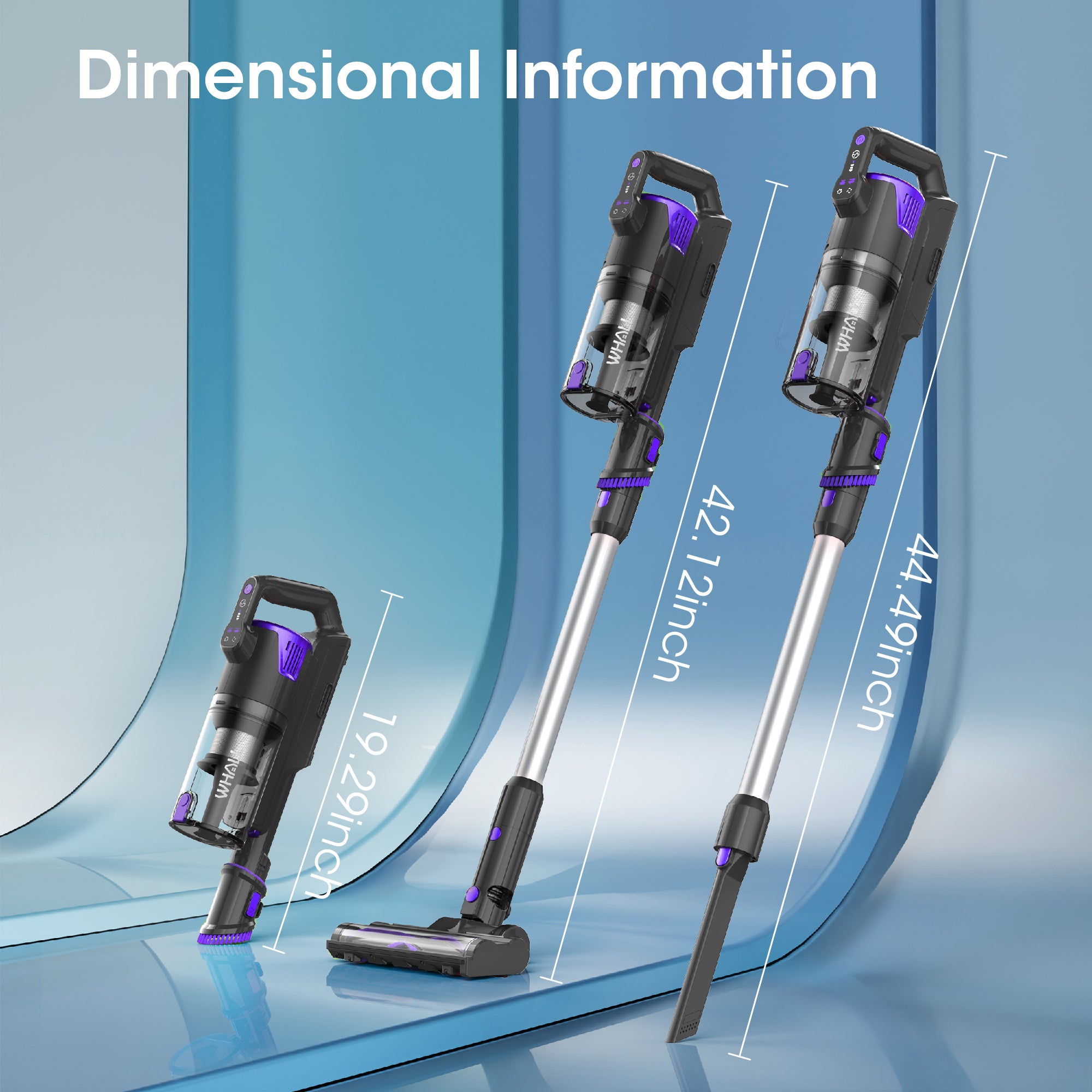 WHALL Cordless Stick Vacuum, 45min Runtime for Home & Carpet
