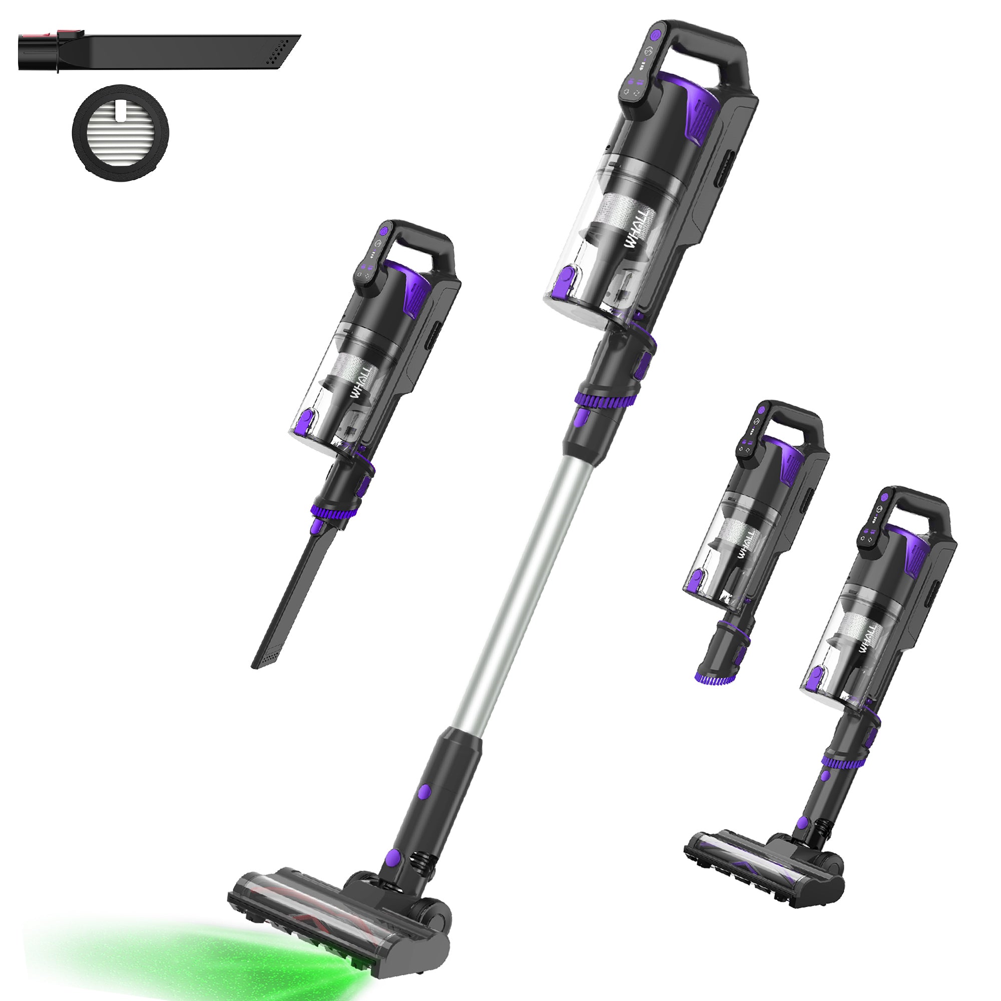 WHALL Cordless Stick Vacuum, 45min Runtime for Home & Carpet