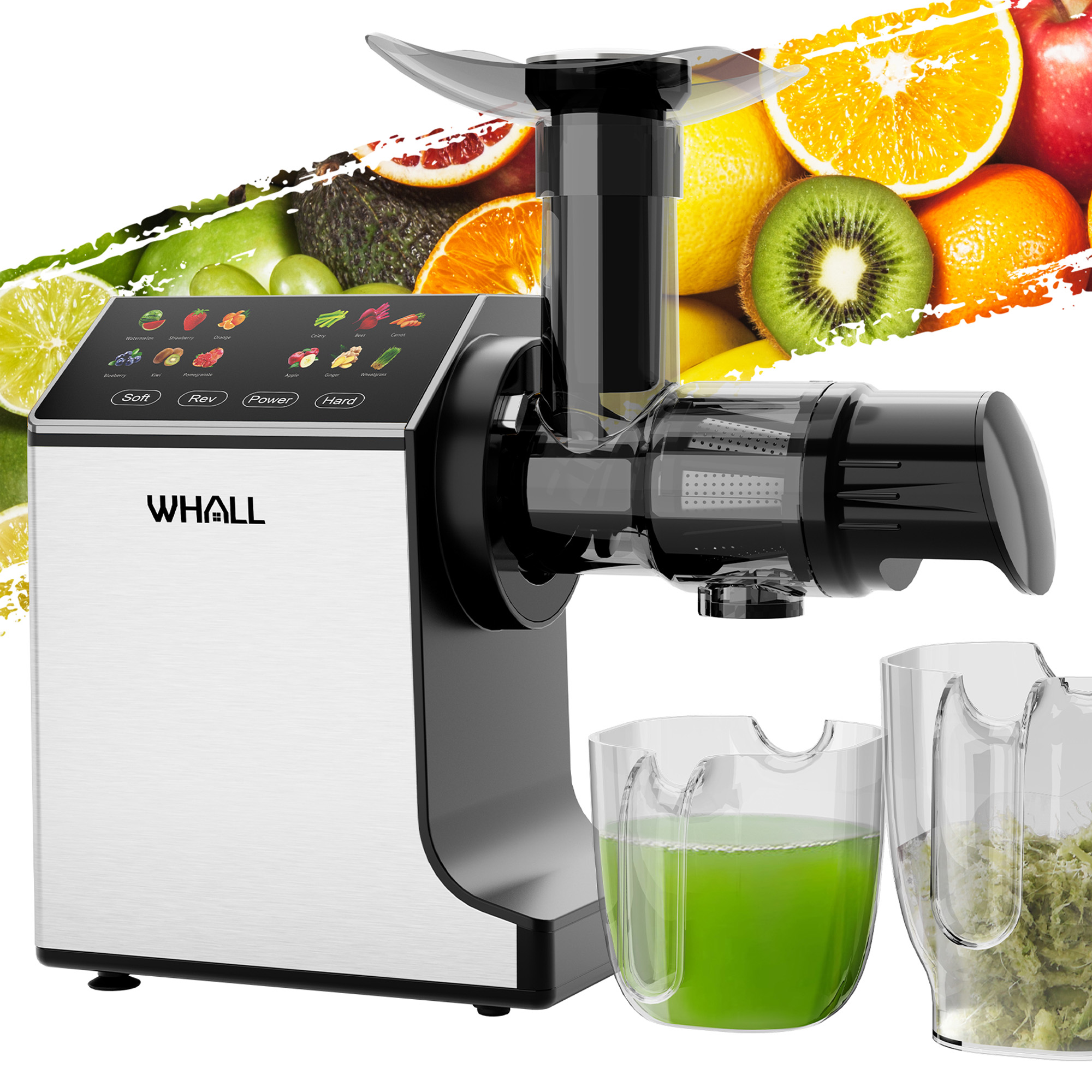 WHALL Touchscreen Cold Press Slow Juicer Machine with Quiet Motor & Reverse Function